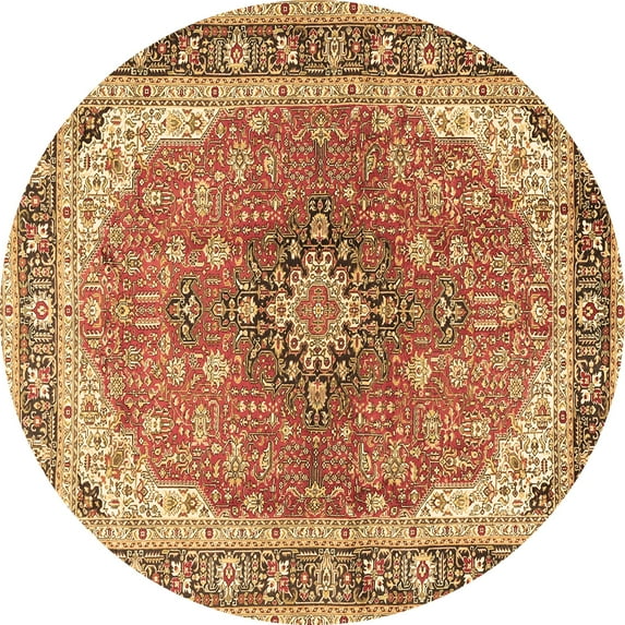Ahgly Company Indoor Round Medallion Brown Traditional Area Rugs, 5' Round