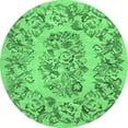 thumbnail image 1 of Ahgly Company Indoor Round Medallion Emerald Green French Area Rugs, 4' Round, 1 of 4
