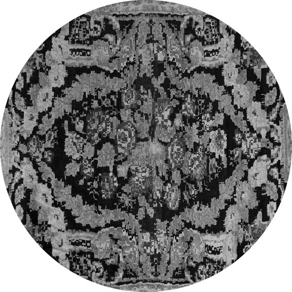 Ahgly Company Indoor Round Medallion Gray French Area Rugs, 3' Round