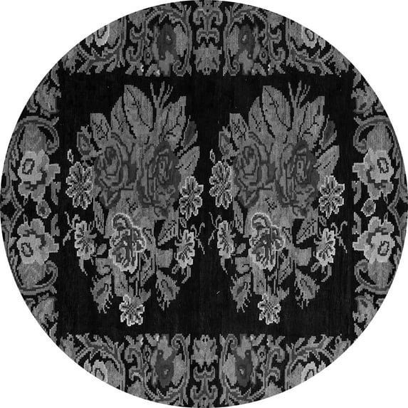 Ahgly Company Indoor Round Medallion Gray French Area Rugs, 6' Round