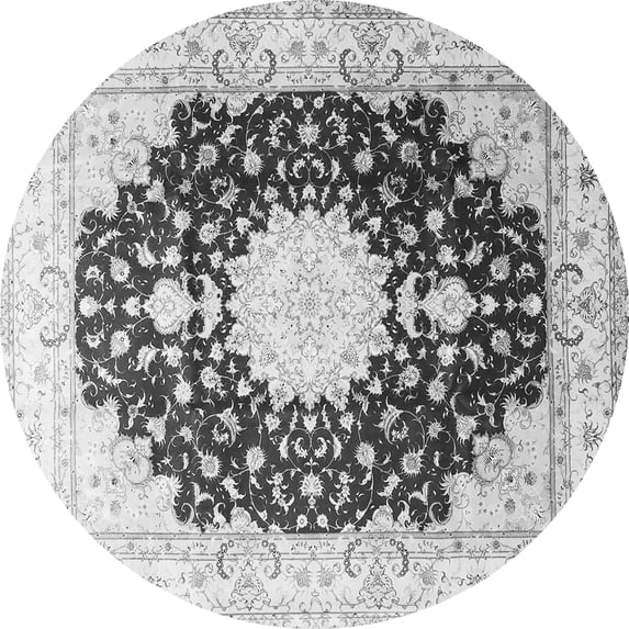 Ahgly Company Indoor Round Medallion Gray Traditional Area Rugs, 4' Round