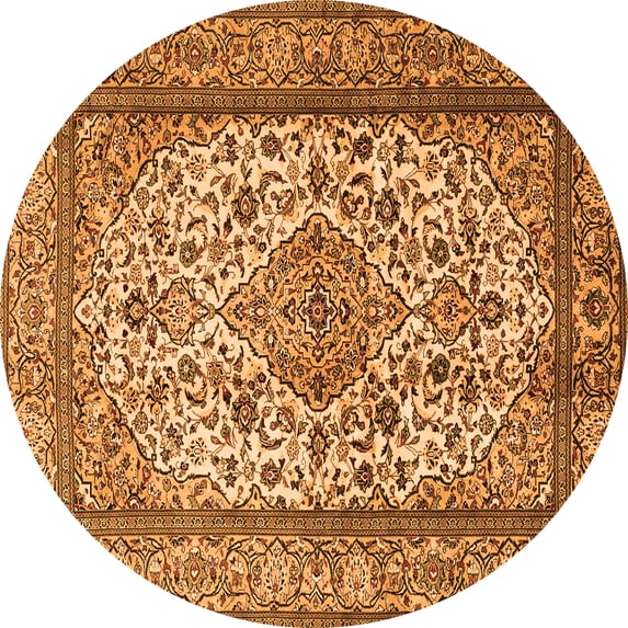 Ahgly Company Indoor Round Medallion Orange Traditional Area Rugs, 7' Round