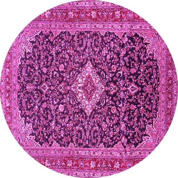Ahgly Company Indoor Round Medallion Pink Traditional Area Rugs, 4' Round