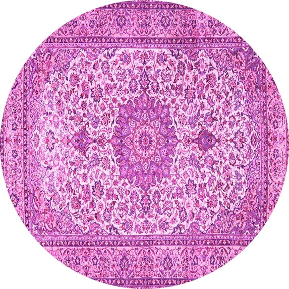 Ahgly Company Indoor Round Medallion Pink Traditional Area Rugs, 5' Round