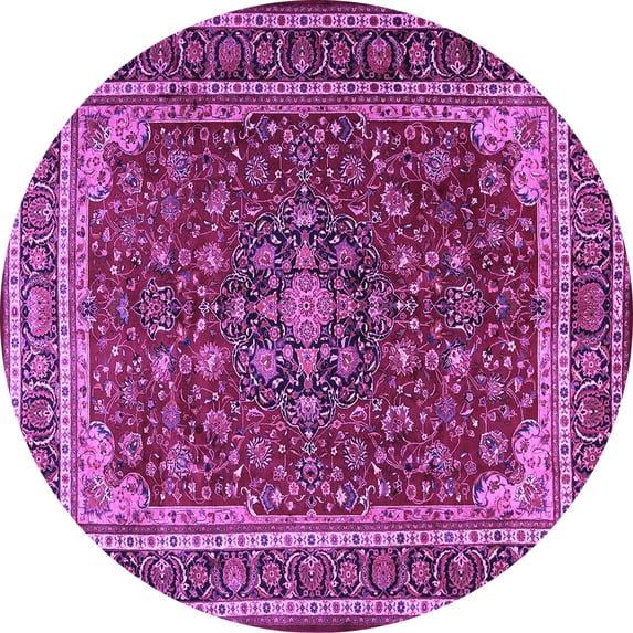 Ahgly Company Indoor Round Medallion Purple Traditional Area Rugs, 6' Round