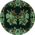 thumbnail image 1 of Ahgly Company Indoor Round Medallion Turquoise Blue French Area Rugs, 5' Round, 1 of 4