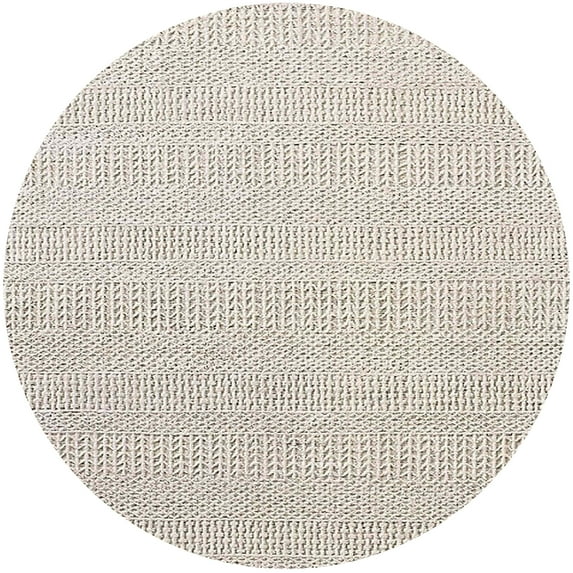 Ahgly Company Indoor Round Mid-Century Modern Antique White Beige Solid Area Rugs, 5' Round