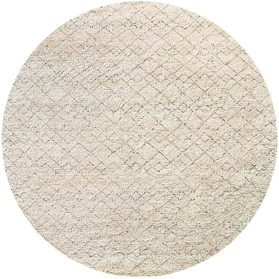 Ahgly Company Indoor Round Mid-Century Modern Bisque Beige Area Rugs, 6' Round