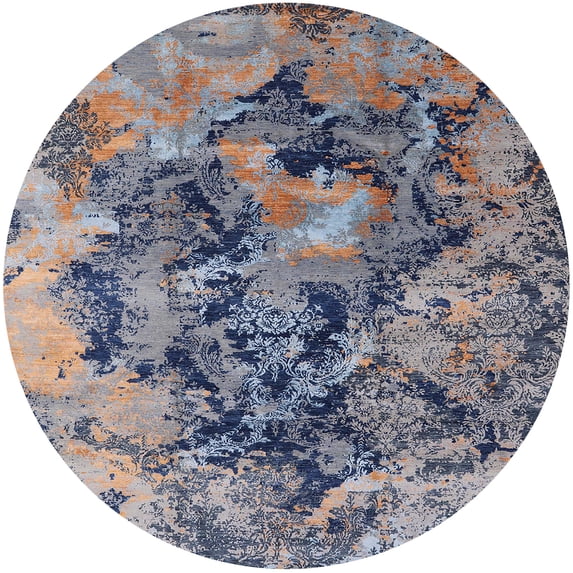 Ahgly Company Indoor Round Mid-Century Modern Dark Gray Area Rugs, 5' Round