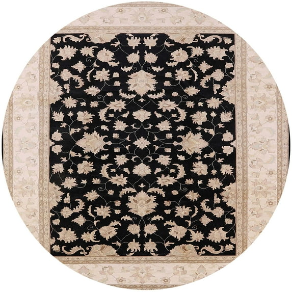 Ahgly Company Indoor Round Mid-Century Modern Deep Peach Orange Oriental Area Rugs, 6' Round
