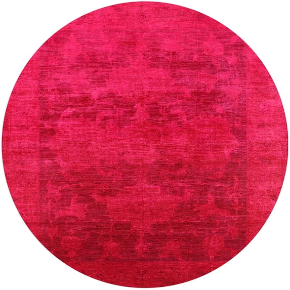 Ahgly Company Indoor Round Mid-Century Modern Ferrari Red Area Rugs, 4' Round