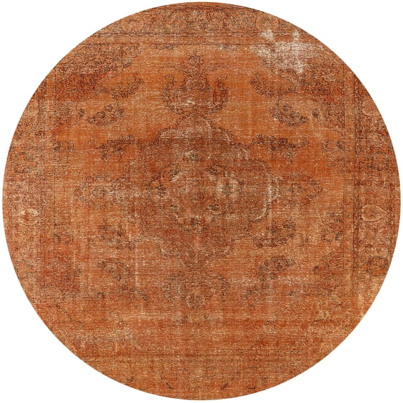 Ahgly Company Indoor Round Mid-Century Modern Lava Red Area Rugs, 8' Round