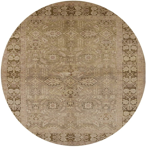 Ahgly Company Indoor Round Mid-Century Modern Light Brown Area Rugs, 3' Round