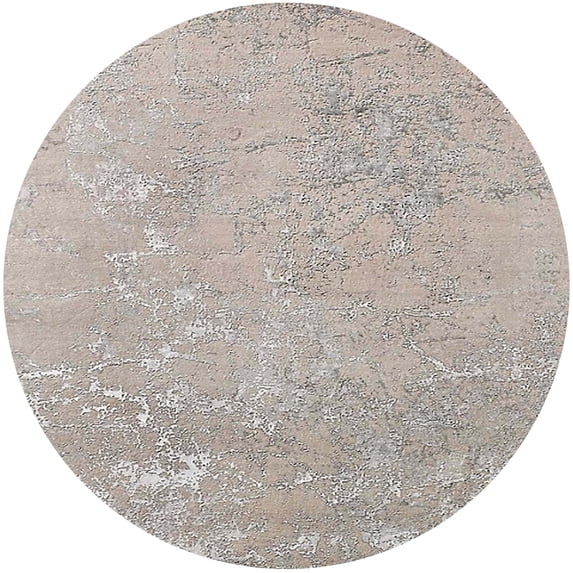Ahgly Company Indoor Round Mid-Century Modern Pale Silver Gray Area Rugs, 5' Round