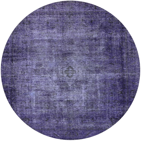 Ahgly Company Indoor Round Mid-Century Modern Periwinkle Purple Purple Area Rugs, 5' Round