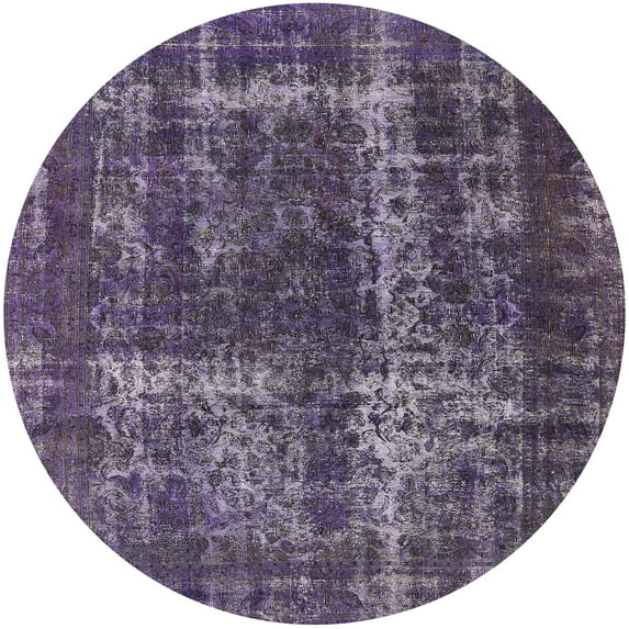 Ahgly Company Indoor Round Mid-Century Modern Purple Haze Purple Area Rugs, 3' Round