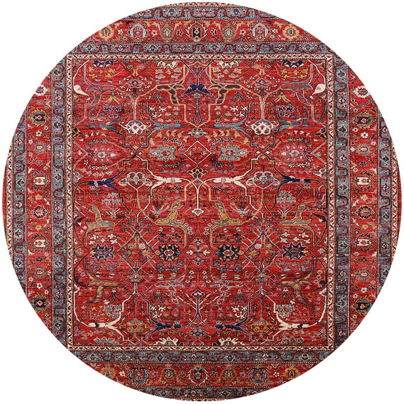 Ahgly Company Indoor Round Mid-Century Modern Rose Purple Oriental Area Rugs, 5' Round