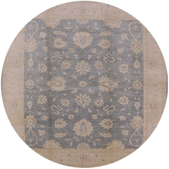 Ahgly Company Indoor Round Mid-Century Modern Rose Purple Oriental Area Rugs, 7' Round