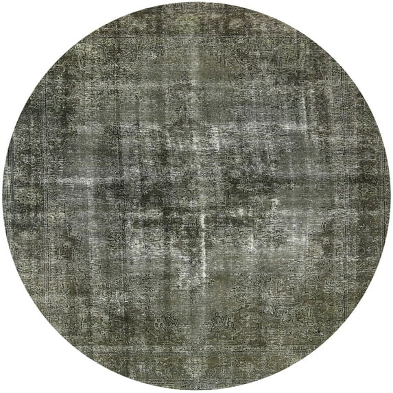 Ahgly Company Indoor Round Mid-Century Modern Sage Green Area Rugs, 5' Round