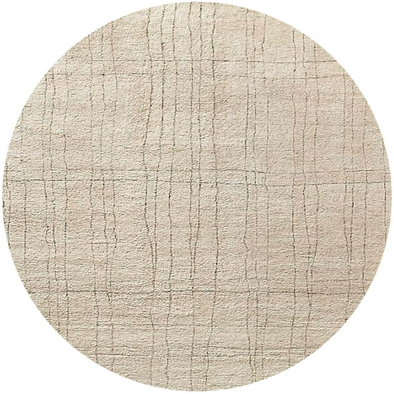 Ahgly Company Indoor Round Mid-Century Modern Wheat Beige Area Rugs, 6' Round