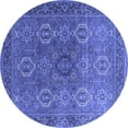 thumbnail image 1 of Ahgly Company Indoor Round Oriental Blue Industrial Area Rugs, 7' Round, 1 of 4