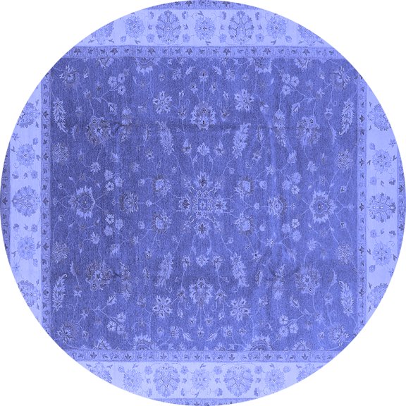 Ahgly Company Indoor Round Oriental Blue Industrial Area Rugs, 7' Round