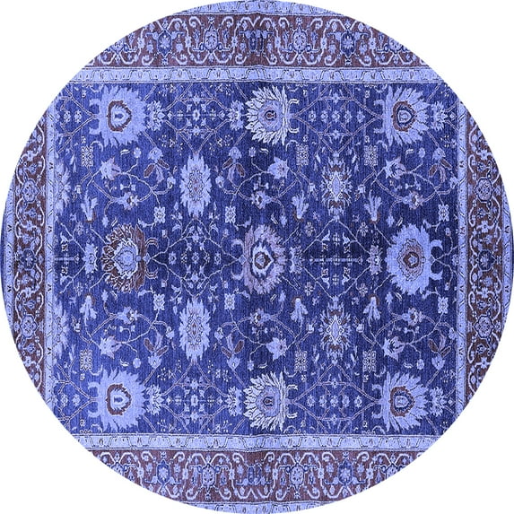 Ahgly Company Indoor Round Oriental Blue Industrial Area Rugs, 7' Round