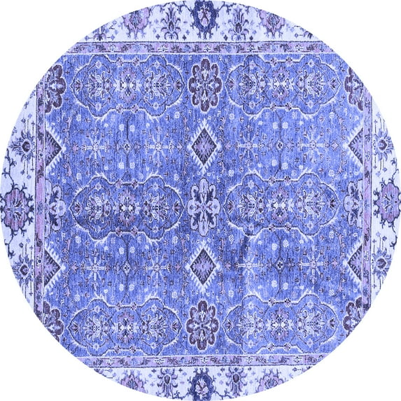 Ahgly Company Indoor Round Oriental Blue Traditional Area Rugs, 4' Round