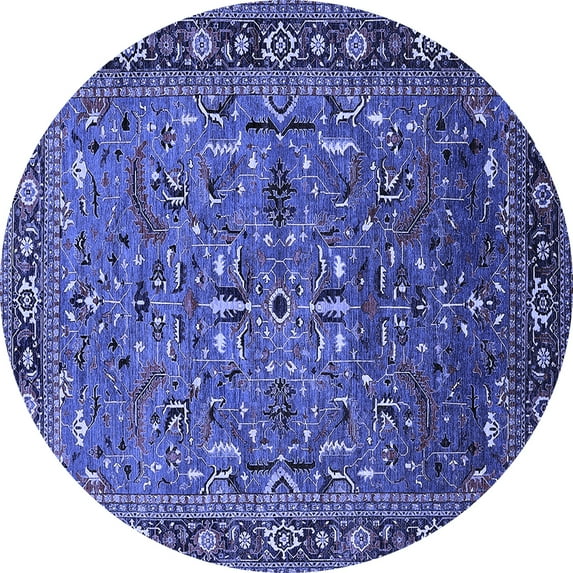 Ahgly Company Indoor Round Oriental Blue Traditional Area Rugs, 8' Round