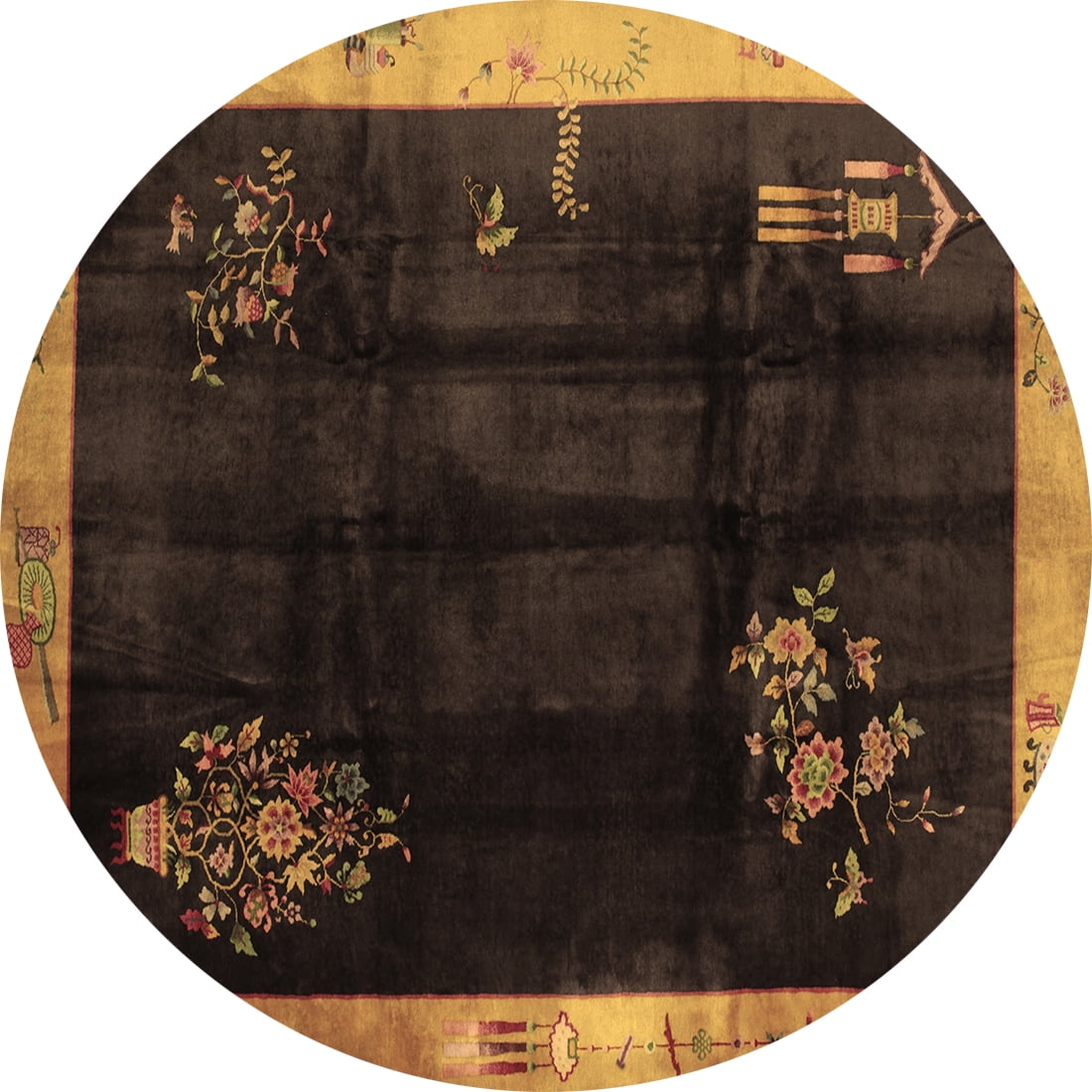 Asian Rugs Only Ahgly Company Indoor Round Oriental Brown Asian Inspired Area Rugs, 4 ...