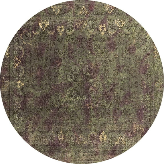 Ahgly Company Indoor Round Oriental Brown Industrial Area Rugs, 4' Round