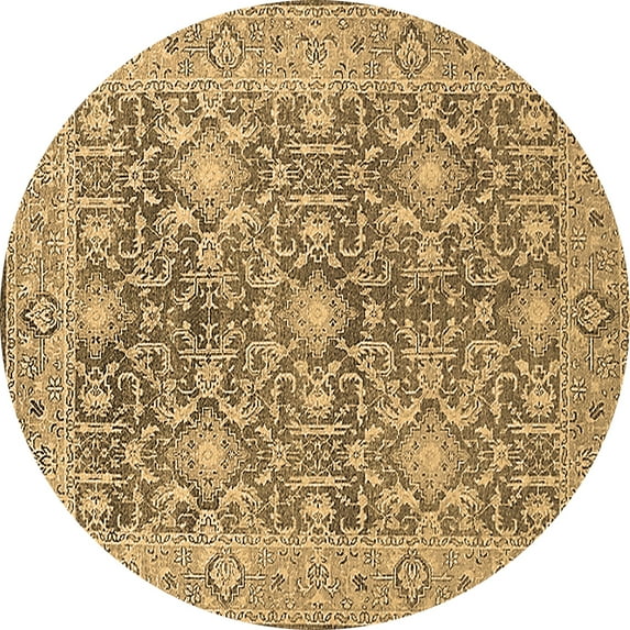 Ahgly Company Indoor Round Oriental Brown Industrial Area Rugs, 5' Round