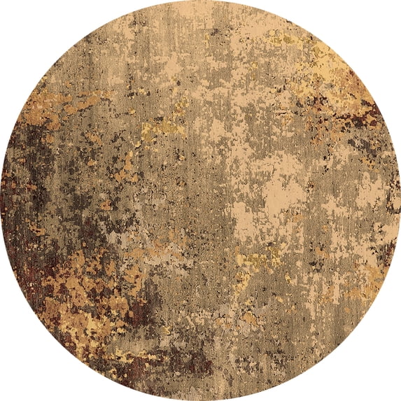 Ahgly Company Indoor Round Oriental Brown Industrial Area Rugs, 8' Round