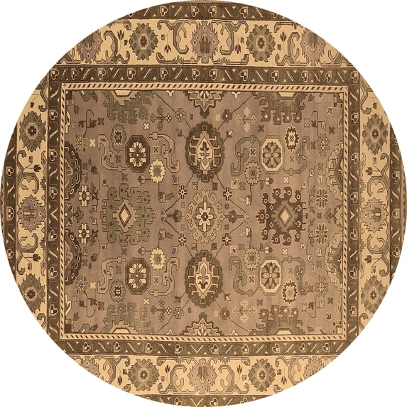 Ahgly Company Indoor Round Oriental Brown Industrial Area Rugs, 8' Round