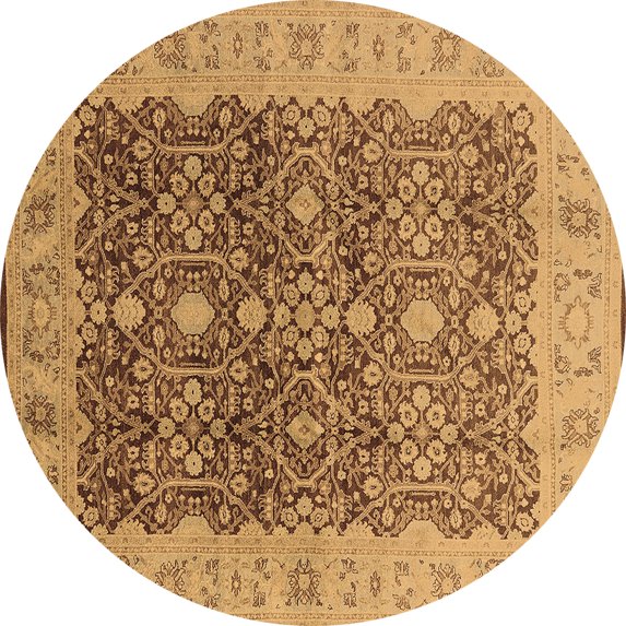 Ahgly Company Indoor Round Oriental Brown Industrial Area Rugs, 8' Round
