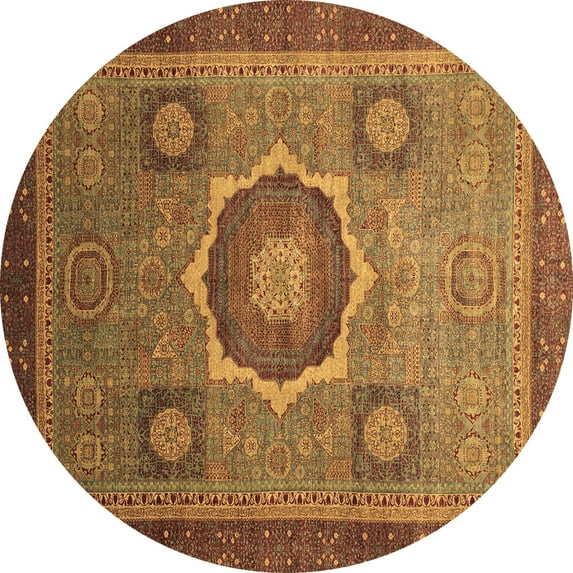 Ahgly Company Indoor Round Oriental Brown Modern Area Rugs, 4' Round