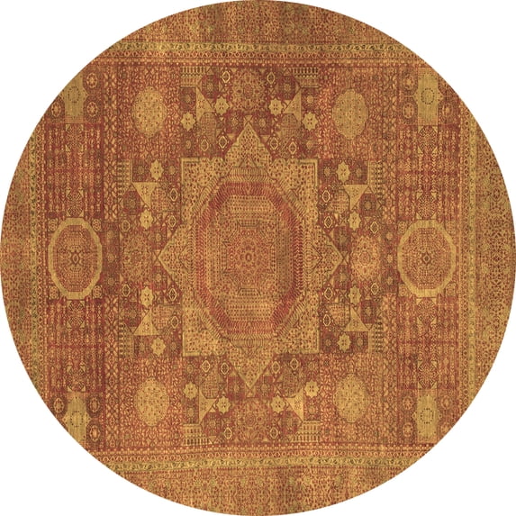 Ahgly Company Indoor Round Oriental Brown Modern Area Rugs, 4' Round