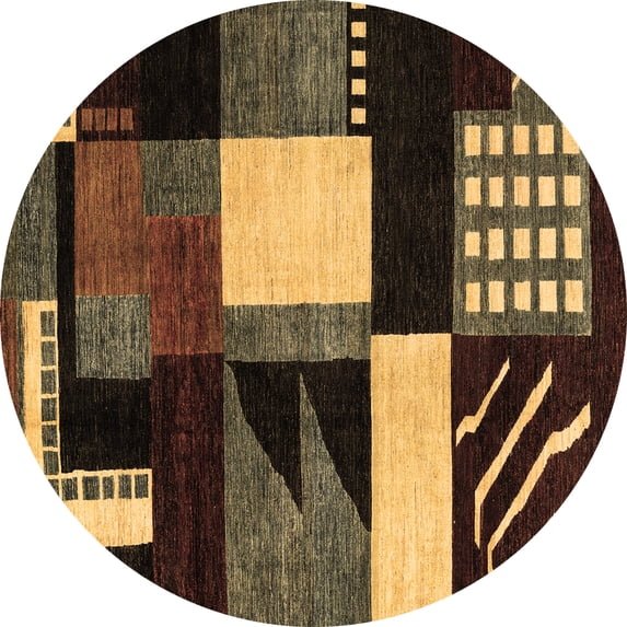 Ahgly Company Indoor Round Oriental Brown Modern Area Rugs, 7' Round