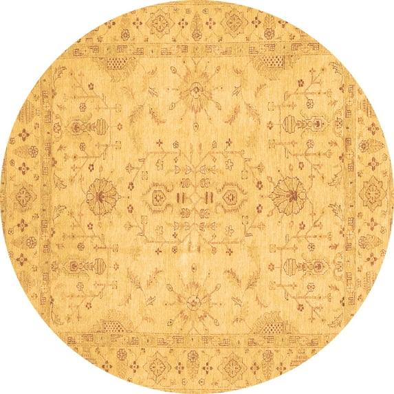 Ahgly Company Indoor Round Oriental Brown Traditional Area Rugs, 3' Round