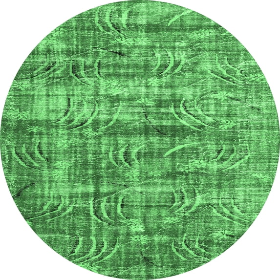 Ahgly Company Indoor Round Oriental Emerald Green Asian Inspired Area Rugs, 3' Round