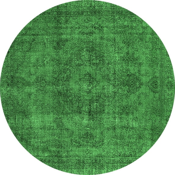 Ahgly Company Indoor Round Oriental Emerald Green Industrial Area Rugs, 5' Round