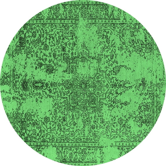 Ahgly Company Indoor Round Oriental Emerald Green Industrial Area Rugs, 5' Round
