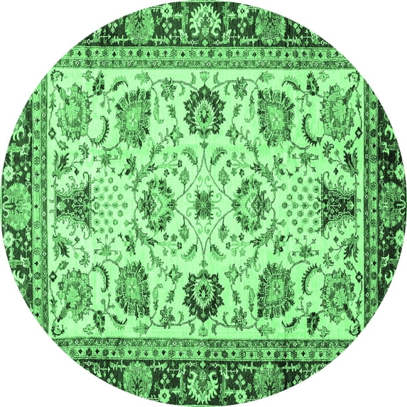 Ahgly Company Indoor Round Oriental Emerald Green Traditional Area Rugs, 5' Round