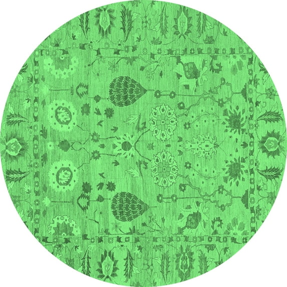 Ahgly Company Indoor Round Oriental Emerald Green Traditional Area Rugs, 6' Round