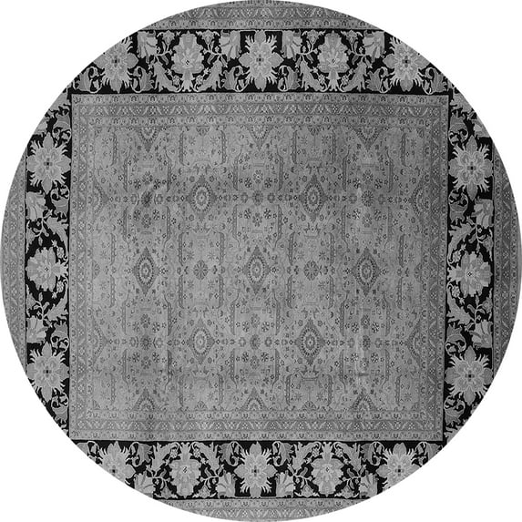 Ahgly Company Indoor Round Oriental Gray Industrial Area Rugs, 6' Round