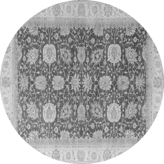 Ahgly Company Indoor Round Oriental Gray Modern Area Rugs, 4' Round