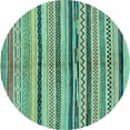 thumbnail image 1 of Ahgly Company Indoor Round Oriental Light Blue Modern Area Rugs, 6' Round, 1 of 4