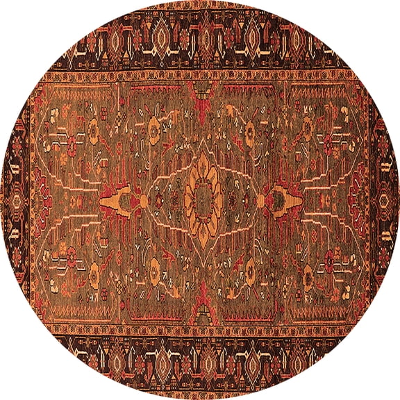 Ahgly Company Indoor Round Oriental Orange Industrial Area Rugs, 3' Round