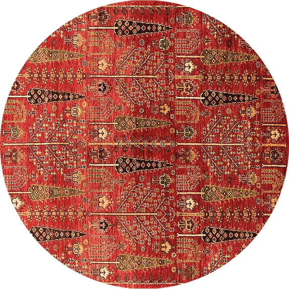Ahgly Company Indoor Round Oriental Orange Industrial Area Rugs, 4' Round