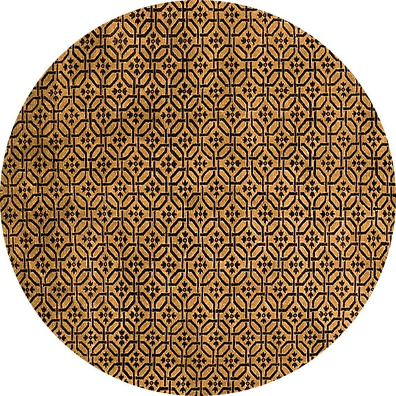 Ahgly Company Indoor Round Oriental Orange Industrial Area Rugs, 4' Round
